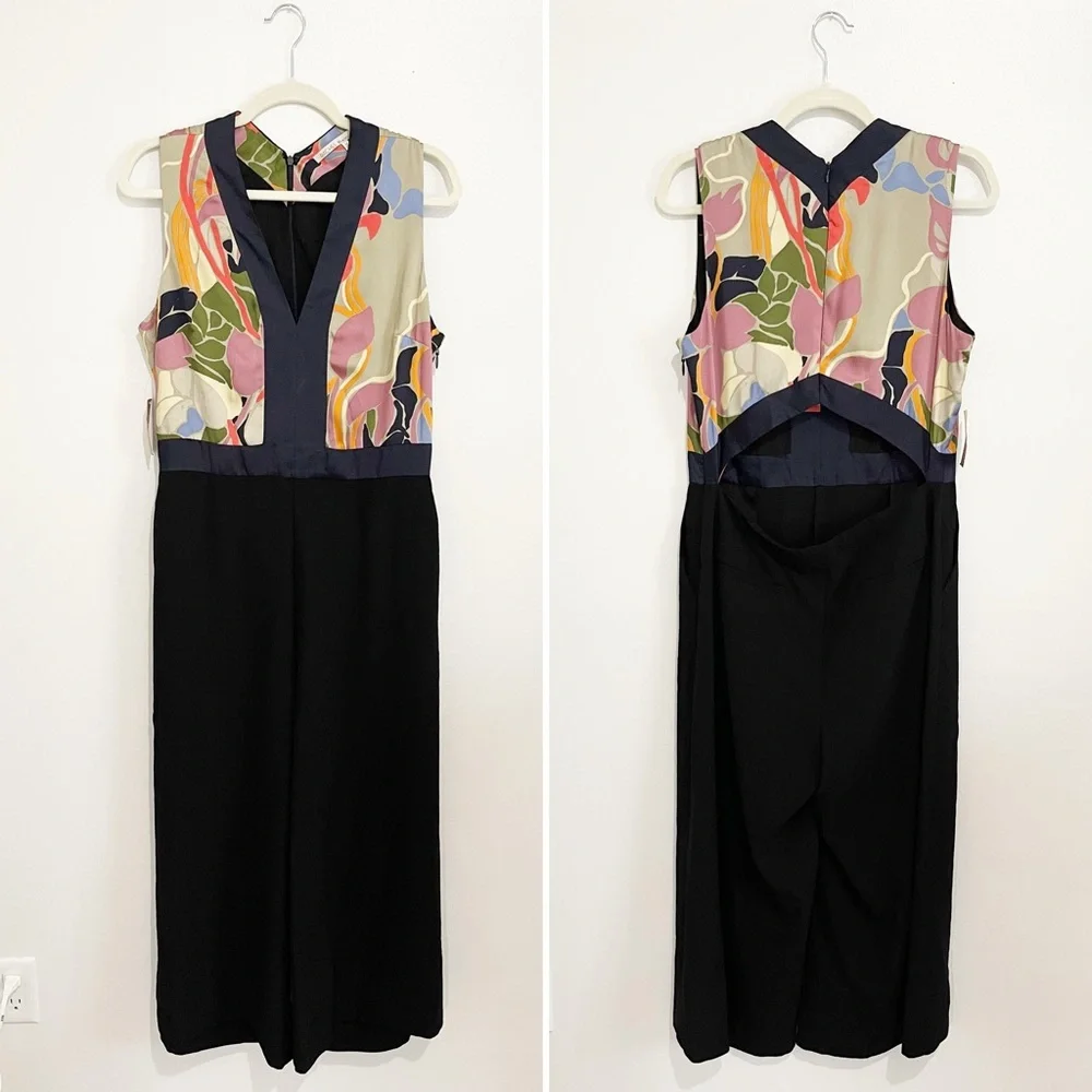 NWT RACHEL Rachel Roy Wide-Leg Cutout Jumpsuit Floral Multicolor Size 12 - Picture 2 of 7